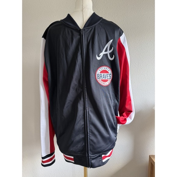 New Era Other - New Era Atlanta Braves Mens Jacket Size L MLB Baseball Navy Blue Full Zip Logo
